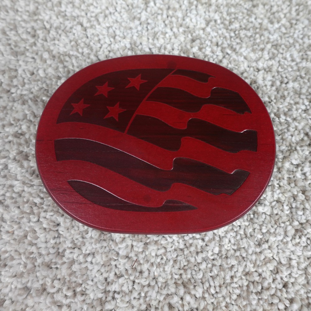 Longaberger 2009 Stars and Stripes Lid Red Wood Oval American Flag Patriotic